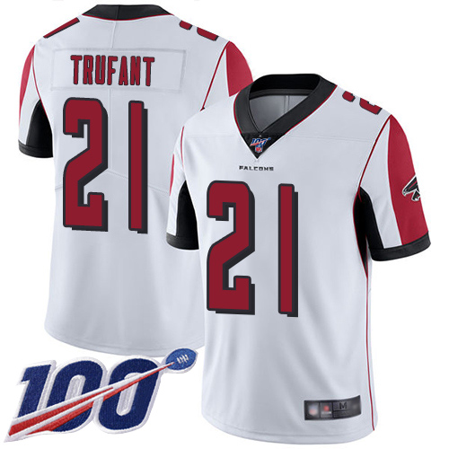 Atlanta Falcons Limited White Men Desmond Trufant Road Jersey NFL Football 21 100th Season Vapor Untouchable